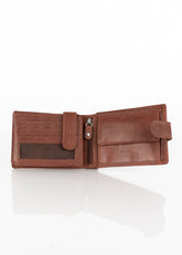Skórzany Portfel Brązowy Premium Rfid Mustang Denimo Wallet Side Opening With Button
